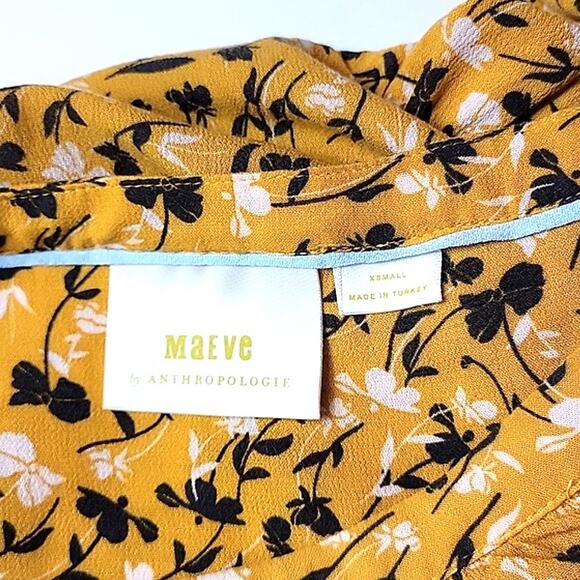 Anthropologie Maeve Cheyenne Mustard Yellow Peplum Top Blouse - size xs - Picture 10 of 11